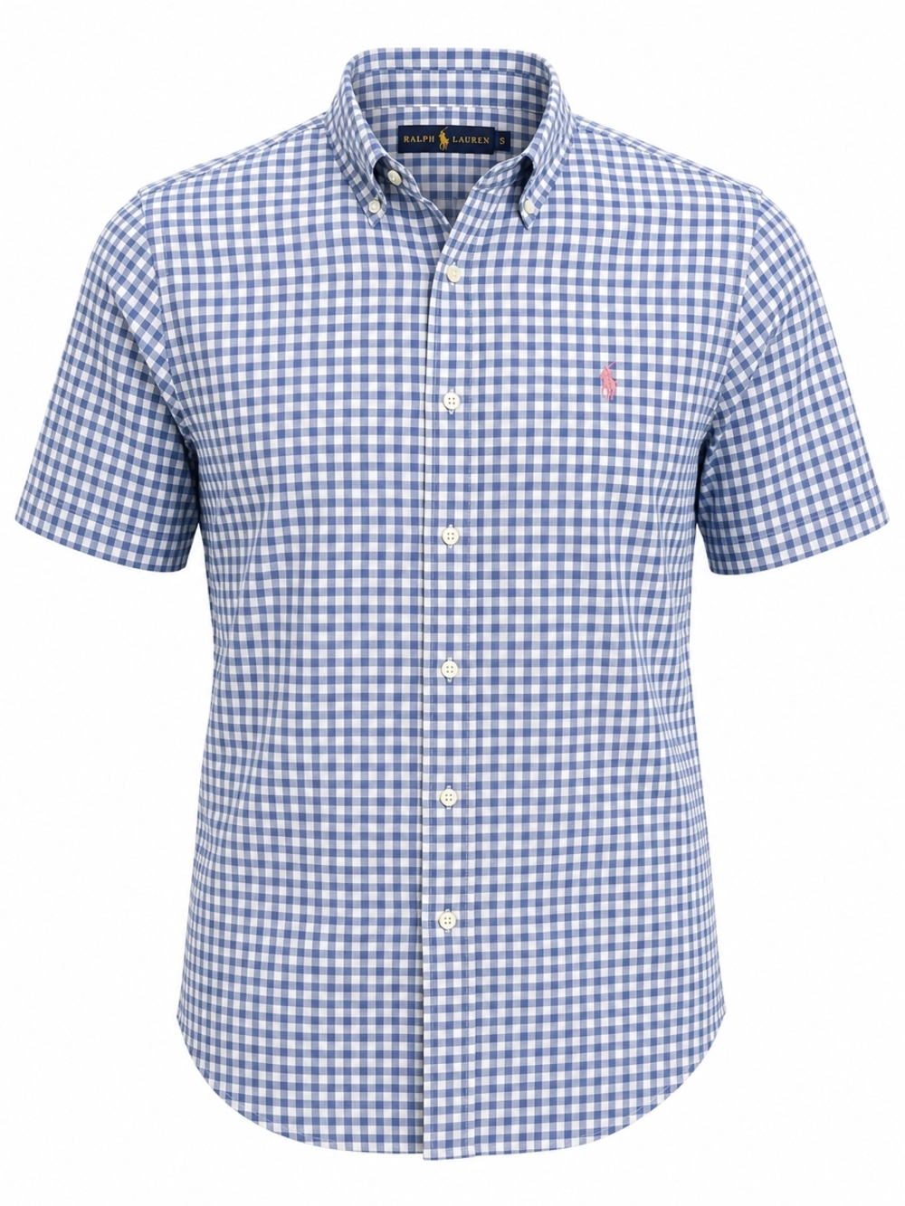 Polo Ralph Lauren Blue Gingham Short Sleeve Button Down - Small